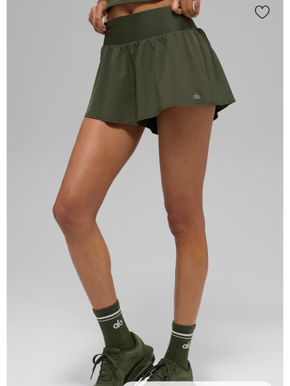 ALO Yoga Women's Olive Green Athletic Skirt with Built-In Shorts - Picture 3 of 5